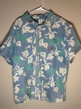 Disney Parks Princess Tiana Denim Button Down Shirt Denim Floral Size XXL